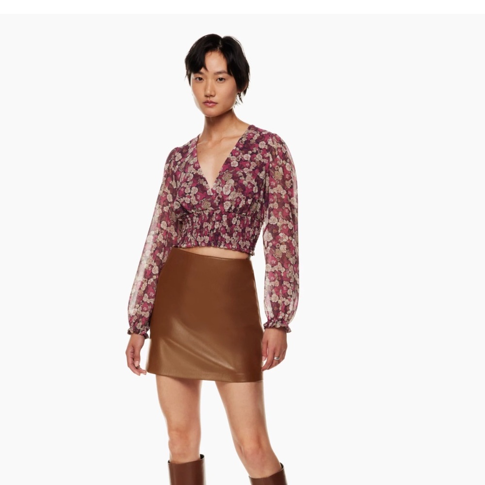 Brown Leather Aritzia Skirt